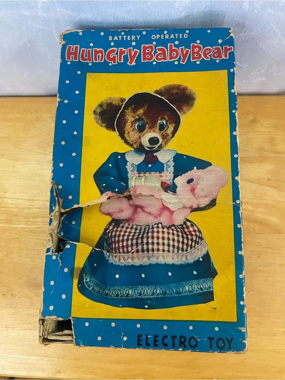 Vintage 1950s/60s Yonezawa Hungry Baby Bear Toy with Box